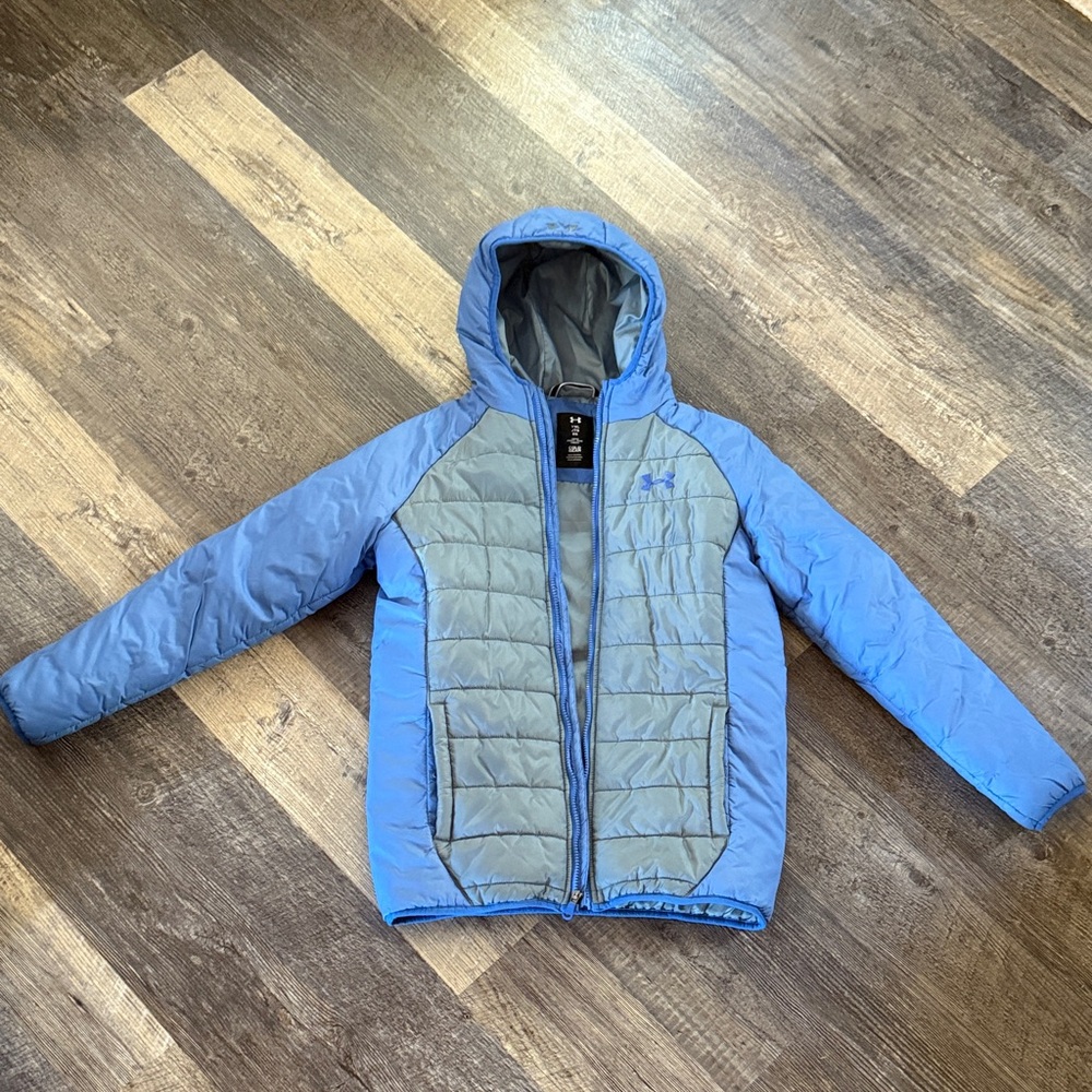 Kids Blue and Gray Under Armour Puffer Jacket